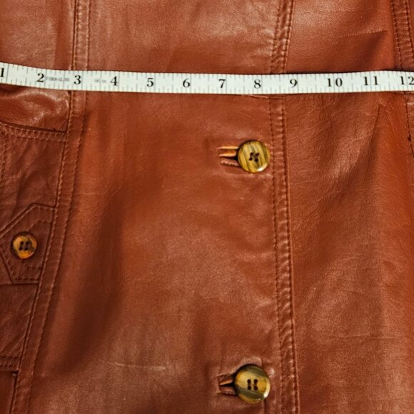 VINTAGE LEATHER TRENCH COAT - Picture 6 of 11